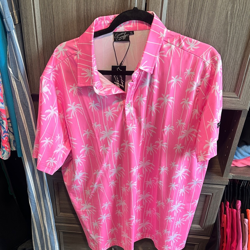 Pink Palm Tree Polo Shirt